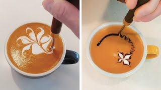 BARISTA TURNS COFFEE INTO INCREDIBLE WORKS OF ART [upl. by Sullivan]