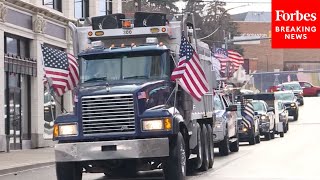 HAPPENING NOW US Freedom Convoy Heads To Washington DC [upl. by Gottuard313]