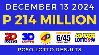 Lotto Result Today 9pm December 13 2024 PCSO [upl. by Yelekreb]