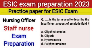 ESIC question paper for staff nursepart6Practice Paper for ESICESIC exam preparation 2023 [upl. by Lias383]