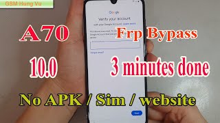 Samsung A70 Frp Bypass Android 10 2020 Solution without Sim Pin [upl. by Aldwon]