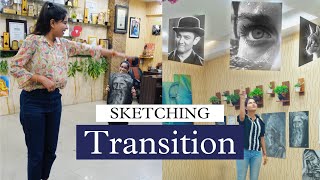 Most Viral Sketching Transitions 😍 ArtistShikhaSharma [upl. by Ellednahs426]