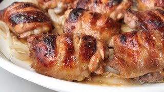 Sweet Hot Mustard Chicken Thighs  Baked Chicken Recipe [upl. by Nojid]