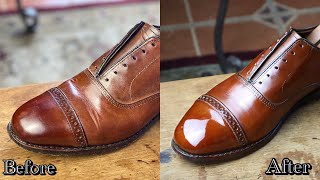 The Difference a Good ol’ Fashioned Shoe Shine Shine Can Make Shining Only One Shoe for Comparison [upl. by Schramke]