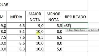 Função SE  Excel Boletim Escolar [upl. by Ney]