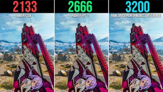 COD Warzone 2133 vs 2666 vs 3200 RAM Speed Performance Difference  AMD Ryzen 16 GB RAM [upl. by Ytirev]