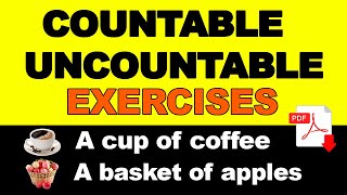 Countable Uncountable Nouns  Containers Exercises PDF  Easy English Lesson [upl. by Torres]