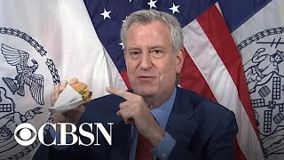 New York City Mayor Bill de Blasio promotes a new incentive to get vaccinated Shake Shack [upl. by Neela359]