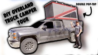 DIY Overland Truck Camper Tour  HOME BUILT shell with Double Pop Roof Top Tent [upl. by Stephine139]