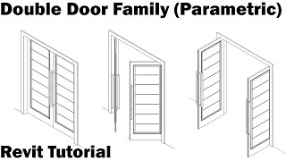 Revit Tutorial  Double Door Family Parametric [upl. by Dylana]