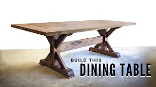 How to Build a FARMHOUSE TRESTLE TABLE  DIY Woodworking [upl. by Trellas282]