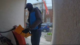 Porch pirate dressed as Amazon worker caught on camera stealing packages [upl. by Yeroc]