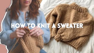 How To Knit a Chunky Sweater  Beginner Friendly Step by Step DIY Tutorial [upl. by Cul820]