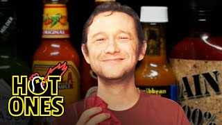 Joseph GordonLevitt Gets Cocky While Eating Spicy Wings  Hot Ones [upl. by Cati311]