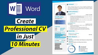 Create Professional CV in 10 Minutes  Design CV Template in Microsoft Word  Free [upl. by Ellehcsor]