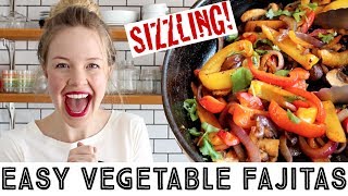 Vegan Fajitas Recipe  Easy Sizzling Vegetable Fajitas [upl. by Ahsenik255]