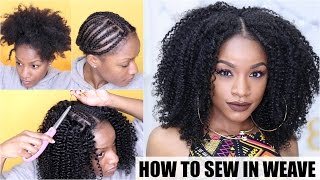 How To Natural Hair Sewin Weave Start to Finish [upl. by Elkraps]