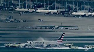 Plane catches fire at Chicagos OHare Airport [upl. by Marsden426]