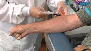 How to perform a venipuncture using a syringe [upl. by Adihsar]