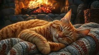 Sleep Peaceful With Crackling Fireplace and Purring Sound  Cozy Room Ambience [upl. by Legim]