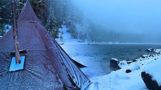 Hot Tent Camping In A Snowstorm [upl. by Keifer]