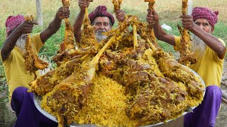 Mutton Full Legs Biriyani  Goat Legs Curry Mixed Rice Recipe Of Grandpa for Old Age Special People [upl. by Baptiste]