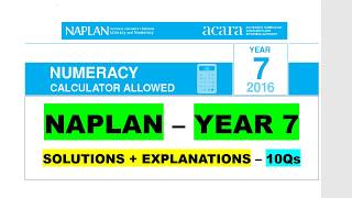 NAPLAN – YEAR 7 NUMERACY calc 2016 10Qs [upl. by Us]