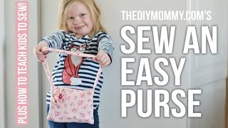 How to Sew an Easy Fabric Purse  Tips on Teaching Kids to Sew [upl. by Yekcim]