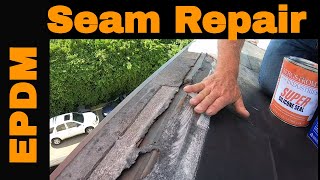 Flat Roof Repair using Super Silicone Seal  EPDM Rubber roof repair  Easy DIY in 5 min [upl. by Glenden]