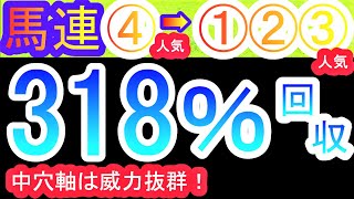 【中央競馬 検証 結果】馬連④→①②③人気流し！④人気軸は的中率amp回収率のバランスが秀逸でした！ [upl. by Netsrijk]