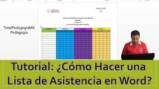 Tutorial  Lista de Asistencia en Menos de 5 Minutos WORD  Pedagogía MX [upl. by Sacksen]