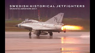 Swedish Historical Jetfighters at Skavsta Airshow 2017 [upl. by Roe]