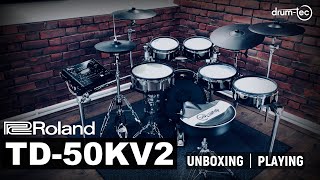 Roland TD50KV2 electronic drums unboxing amp playing by drumtec [upl. by Biernat119]