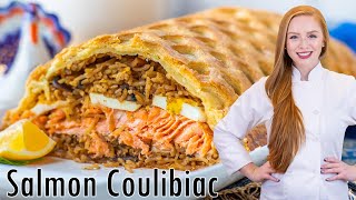 Salmon Coulibiac Recipe  OldWorld Russian Recipe Кулебяка [upl. by Ahab]