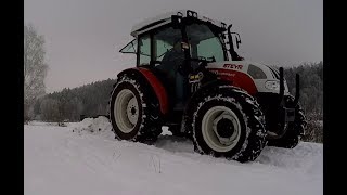 Schneeräumen mit Steyr Traktor und Planierschild First Time Snow Plowing with the Rear Blade [upl. by Xer708]