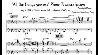 Bill Evans quotAll The Things You Arequot Piano Transcription [upl. by Ahsiem413]