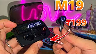 M19 Digital Indicater TWS Airpods Unboxing And Review in Hindi ⚡️Wireless Headphones [upl. by Ibloc]