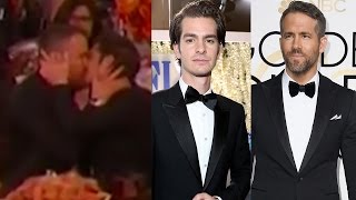 Ryan Reynolds amp Andrew Garfield KISS At 2017 Golden Globes [upl. by Lucier]