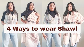 4 Different Handsfree Ways to Wrap Shawl with Western Outfits  Different Ways to Wear Shawl [upl. by Ettigirb239]