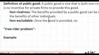 Public Goods as a Market Failure  part 1 [upl. by Hagerman]