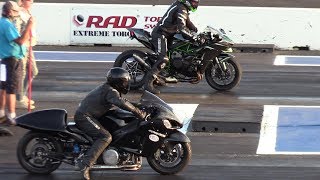 Nitro Hayabusa vs H2 Ninja and GSXR  motorbikes drag racing [upl. by Isidor]