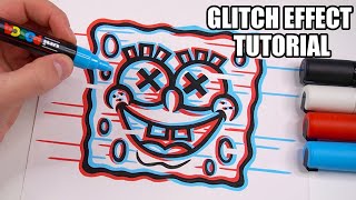 How To Draw The GLITCH EFFECT Tutorial [upl. by Sihtnyc]