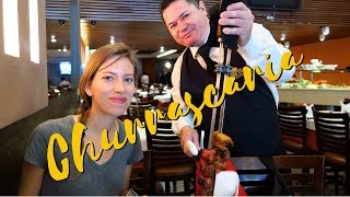 Churrascaria Churrasco style Brazilian meat buffet in Rio de Janeiro Brazil [upl. by Nnairahs797]