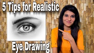 5 Tips  How to draw eyes  Realistic eye drawing in hindi  eye drawing [upl. by Ettennal82]