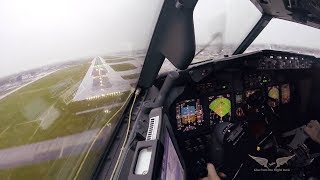 Stormy crosswind landing in LGW  Boeing 737 Captains view [upl. by Aitnis]