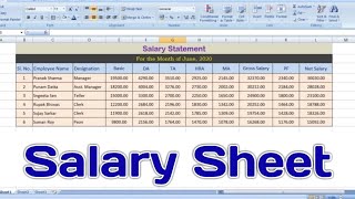 How To Create Salary Chart In Microsoft Excel  Salary Sheet in Excel [upl. by Leivad]