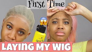 FIRST TIME Synthetic Hair Lace Wig Install Using GOT2B GLUED  HIT or MISS [upl. by Asial780]