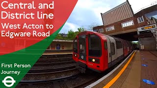 London Underground First Person Journey  West Acton to Edgware Road via Notting Hill Gate [upl. by Teufert28]