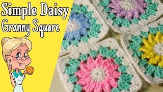 Simple Daisy Granny Square  Crochet Tutorial  FREE PATTERN [upl. by Nevuer]