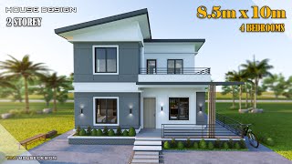 House Design 2 Storey  850m x 10m 85 sqm  4 Bedrooms [upl. by Travax]